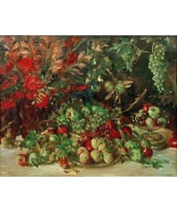 Lovis Corinth, Grünes Stillleben mit Früchten und Gladiolen