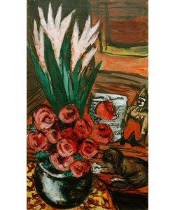Max Beckmann, Stillleben mit roten Rosen und Butchy