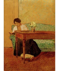 August Macke, Elisabeth auf grünem Sofa, lesend