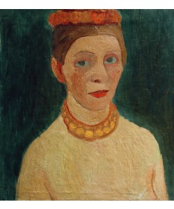 Paula Modersohn-Becker, Selbstbildnis mit rotem Kranz im Haar