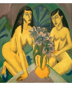 Ernst Ludwig Kirchner, Zwei gelbe Akte mit Blumenstrauß