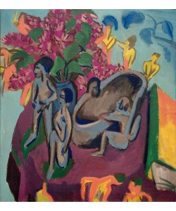 Ernst Ludwig Kirchner, Stilleben mit Plastiken und Blumen