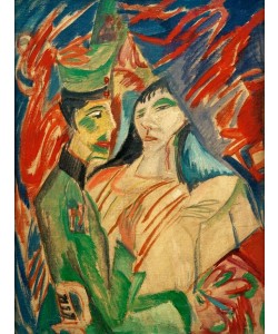 Ernst Ludwig Kirchner, Soldat und Mädchen zwischen bunten Vorhängen
