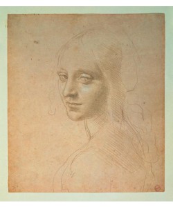 Leonardo da Vinci,  Kopfstudie einer jungen Frau
