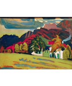 Wassily Kandinsky, Häusergruppe vor Gebirge