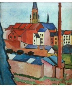 August Macke, Marienkirche mit Häusern und Schornstein