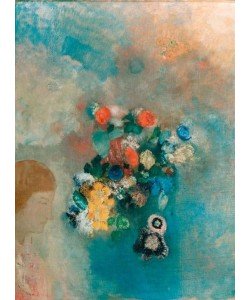 Odilon Redon, La Reve ou La Pensee (Fleurs et profil)