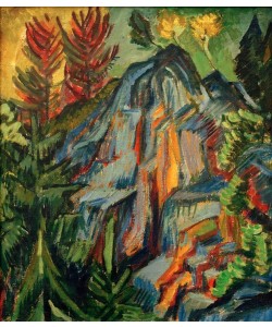 Ernst Ludwig Kirchner, Landschaft mit blauen Felsen und Wasserfall