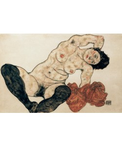 Egon Schiele, Liegender Akt mit gelbem Handtuch