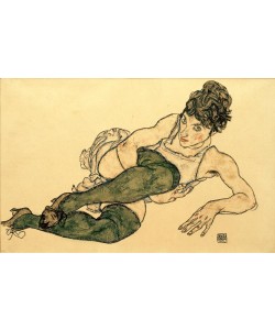 Egon Schiele, Liegende Frau mit grünen Strümpfen