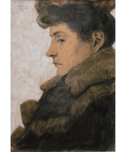 Egon Schiele, Bildnis Marie Schiele mit Pelzkragen