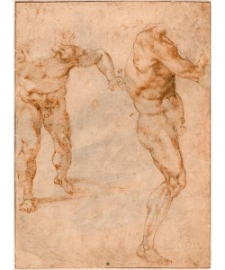 MICHELANGELO BUONARROTI, Zwei Aktstudien eines nach vorne stürmenden und eines nach rechts gewandten Mannes