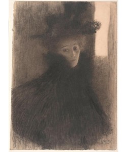Gustav Klimt, Bildnis einer Dame mit Cape und Hut 
