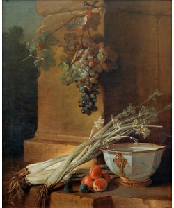 Jean-Baptiste Oudry, Nature morte avec des fruits, du céleri et une coupe de por