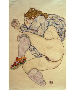 Egon Schiele, Akt mit kariertem Hausschuh