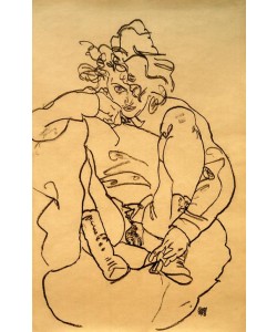 Egon Schiele, Hockende Frau in Stiefeln