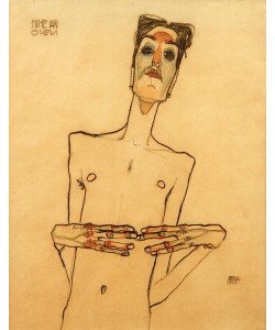 Egon Schiele, Erwin Dominik Osen mit aneinandergelegten Fingerspitzen