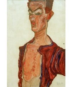 Egon Schiele, Selbstdarstellung, grimassierend