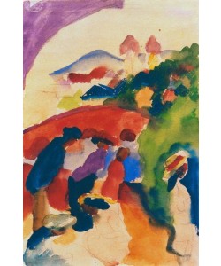 August Macke, Spaziergänger mit Stadt