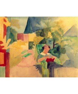 August Macke, Garten mit lesender Frau (am Thuner See)
