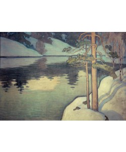 Vaeinoe Blomstedt, See mit verschneitem Ufer