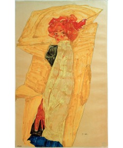 Egon Schiele, Gerti vor ockerfarbener Draperie