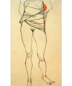 Egon Schiele, Weiblicher Torso mit hochgezogenem Hemd