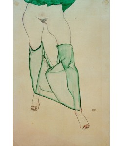 Egon Schiele, Weiblicher Torso mit grüner Draperie