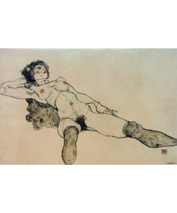 Egon Schiele, Liegender weiblicher Akt mit gespreizten Beinen
