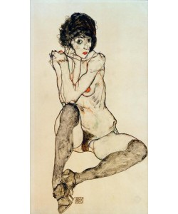 Egon Schiele, Sitzender weiblicher Akt mit aufgestützten Ellenbogen