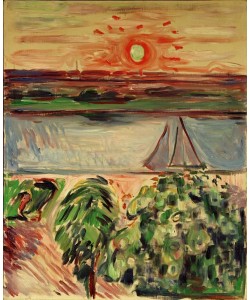 Edvard Munch, Kanallandschaft bei Sonnenuntergang, Warnemünde
