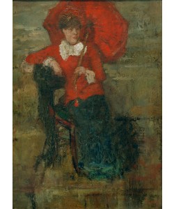 James Ensor, La Dame au parasol rouge