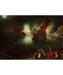 Jan Brueghel der Ältere, Aeneas trägt seinen Vater Anchises aus dem brennenden Troja