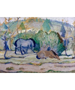 Franz Marc, Pferde auf der Weide (Pferde in Landschaft)