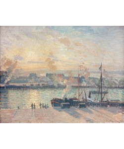 Camille Pissarro, Sonnenuntergang, Hafen von Rouen (Rauchschwaden)
