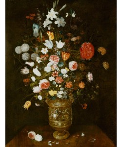 Jan BRUEGHEL DER Jüngere,  Stillleben mit Rosen, Narzissen, Nelken, Schachblume, Iris und Lilien