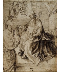Albrecht Dürer, Kniender Jüngling vor einem Richter oder Herrscher