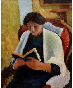 August Macke, Lesende Frau im roten Sessel