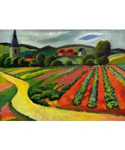 August Macke, Landschaft mit Kirche und Weg