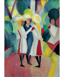 August Macke, Drei Mädchen mit gelben Strohhüten I