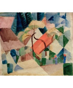 August Macke, Dorfhäuser in Gärten