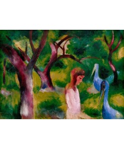 August Macke, Mädchen mit blauen Vögeln