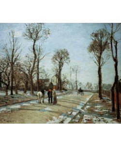 Camille Pissarro, Die Route de Versailles in Louveciennes in der Wintersonne mit Schnee