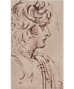 Leonardo da Vinci, Kopf und Schultern eines jungen Mannes im Profil