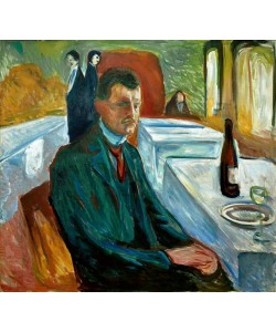 Edvard Munch, Selbstbildnis mit Weinflasche