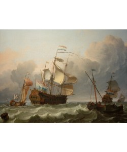 Ludolf Backhuysen, Ein niederländisches Flaggschiff mit einer Jacht vor ihrem Heck