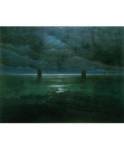 Caspar David Friedrich, Mond hinter Wolken über dem Meeresufer (Meeresküste bei Mondschein)