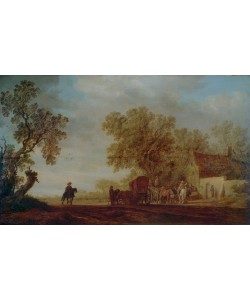 Salomon van Ruysdael, Landstraße mit Wirtshaus und Reisenden