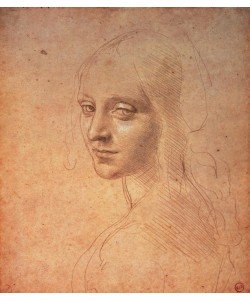 Leonardo da Vinci,  Kopfstudie einer jungen Frau