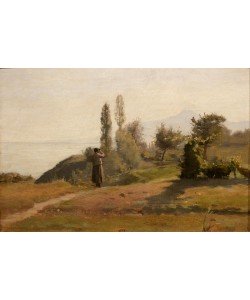 Camille Pissarro, Mädchen am Seeufer